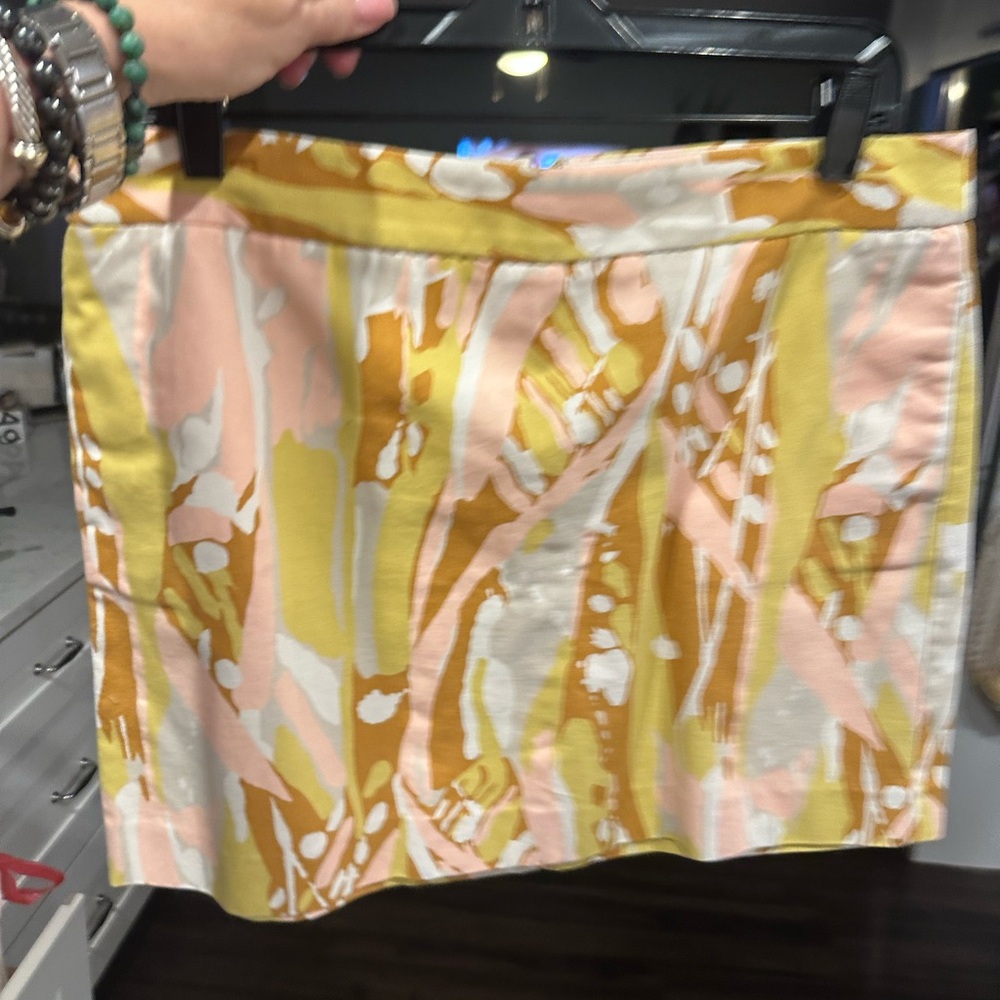 J. Crew Abstract Mini Skirt - Yellow and Pink